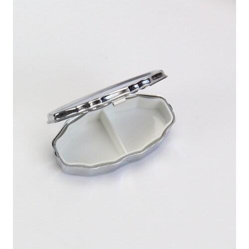 200 PCS Lace Pill box Silver Blank Rhombus Metal Pill Container Oval Storage Box 2 Compartments