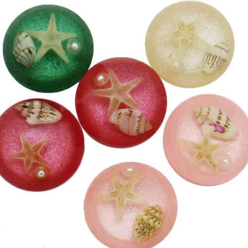 2pcs 25mm Resin filling natural Starfish Shell Pearl Round Cabochon&Dome Cover Pendant Cameo Settings