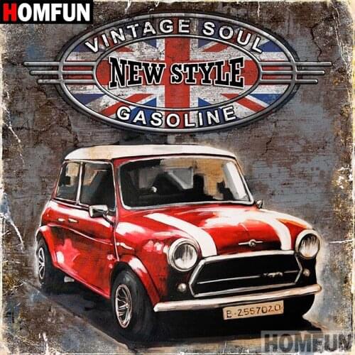 HOMFUN 5D DIY Diamond Painting Full Square/Round Drill "Red car" 3D Embroidery Cross Stitch gift Home Decor A01411