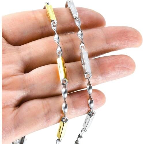 3mm Stainless Steel Bamboo Chain Necklace Gold and Silver Color Stainless Steel Male Female Accessories Fashion Wholesale