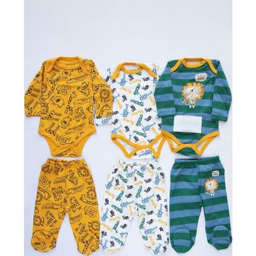 Newborn Essentials Lion 6 Pcs Baby Bodysuit Set 0-9 Months Free Shipping Turkey