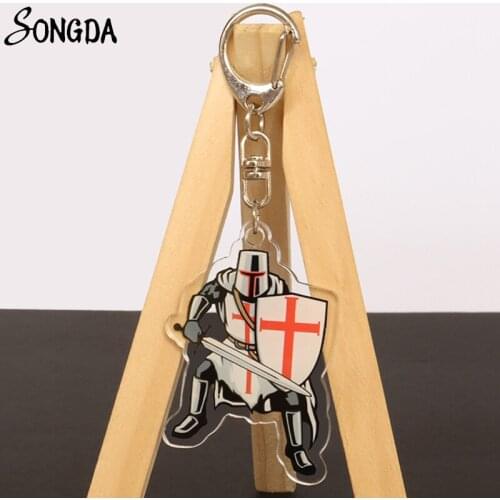 Knights Templar Templar Cross Acrylic Keychain Saint George Christian Crusader Red Cross Key Chain Masonic Key Ring Jewelry Gift