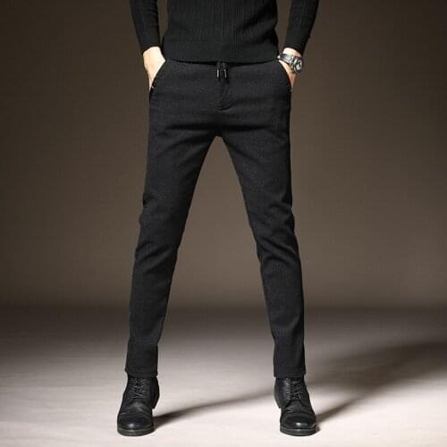 Spring Autumn Winter Classic Mens Elastic Casual Pants Mens Business Dress Slim Fit Jogger Stretch Long Trousers Male