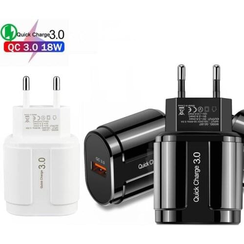 QC3.0 USB Quick Charger Fast Charging Power Adapter 18W Portable Wall Charger 9v 12v EU US Plug For SAMSUNG IPHONE HUAWEI