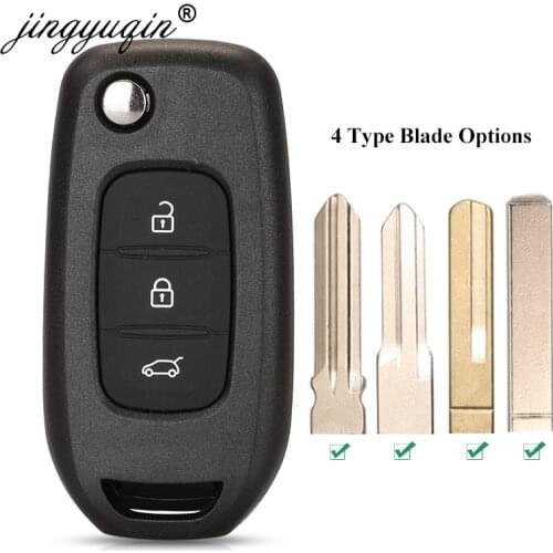Jingyuqing 3 Button Flip Folding Car key Shell fob for Renault XP Megan Key Case Replacement