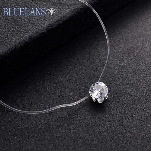 Cheap clearance ！Sexy Transparen Invisible Line White Cubic Zircon Necklace Necklace For Women New Crystal Jewelry Bijoux