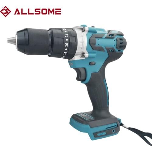 ALLSOME 13mm Electric Cordless Impact Drill 2-Speed Rechargable Electric Screwdriver For 18V Makita Battery