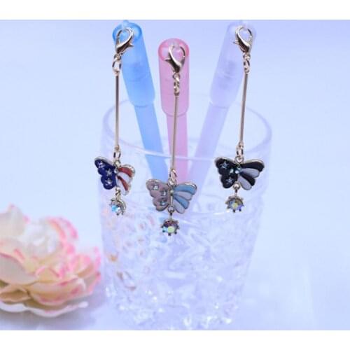 Ellen Brook 1 PCS Kawaii Butterfly Pendant Black Color Gel-Ink Pen For Writing Cute Stationery Office School Supplies Gel Pens
