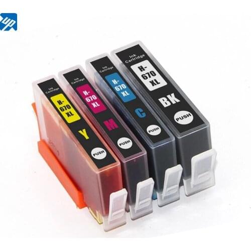 UP brand 4pk compatible ink cartridge for hp 670 XL for HP Deskjet 3525 4615 4625 5525 6525 Printer CZ117AL CZ120AL with chip