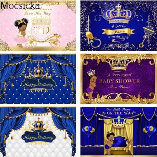 Newborn Royal Children Baby Shower Backdrop Photocall Princess Prince Happy Birthday Cake Table Background Decorations Props