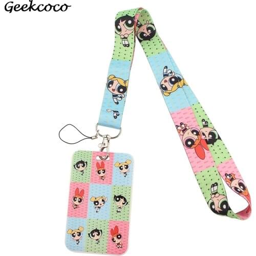 J2279 Fashion Cartoon Girls Necklack Lanyard Key Gym Strap Multifunction Mobile Phone Decoration With Card Holder Cover