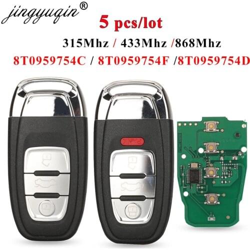 Jingyuqin 5pcs 315/434/868MHz 8T0 959 754C For Audi A4l A3 A4 A5 A6 A8 Quattro Q5 Q7 A6 A8 3 Buttons Remote Car Key Fob Control