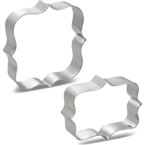 KENIAO Plaque Square and Rectangle Cookie and Fondant Cutters Set - 2 Piece - Stainless Steel