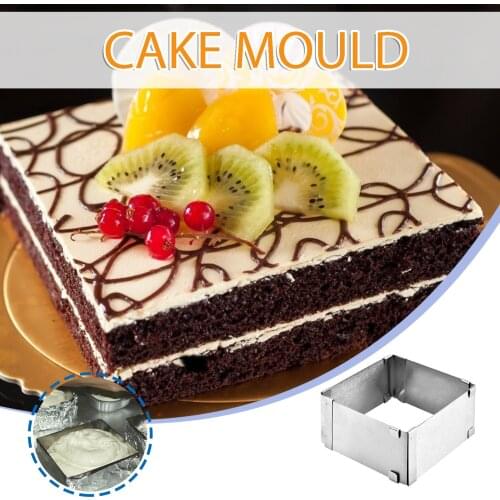 Stainless Steel Cake Ring Square Cake Mousse Mold Ring Cutter Adjustable from 10cm to 18 inch DIY Pastry Cooking Supplies