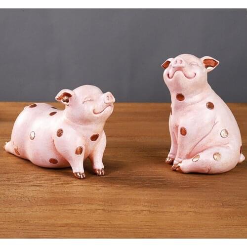 Creative spotted pig doll miniature decorative animal desktop ornaments figurines home interior accessories resin crafts gifts