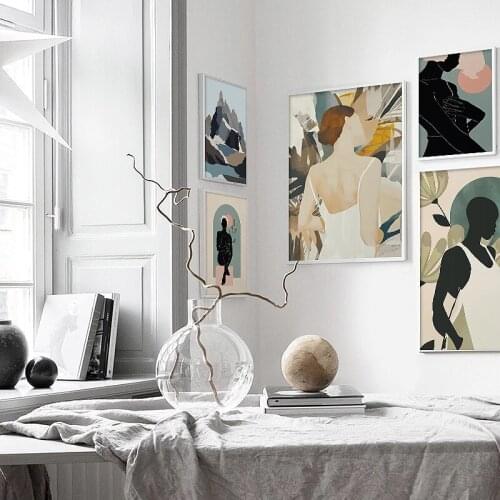 Minimalist Abstract Girl Big Mountain Canvas Painting Wall Art Nordic Posters and Prints Wall Pictures for Living Room Decor