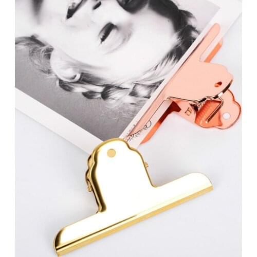 Fashion Stationery Metal clamp Folder Office Student Supplies Rose Gold Office Clip Paperclips Metal Paper Clip Gold Paper Clips