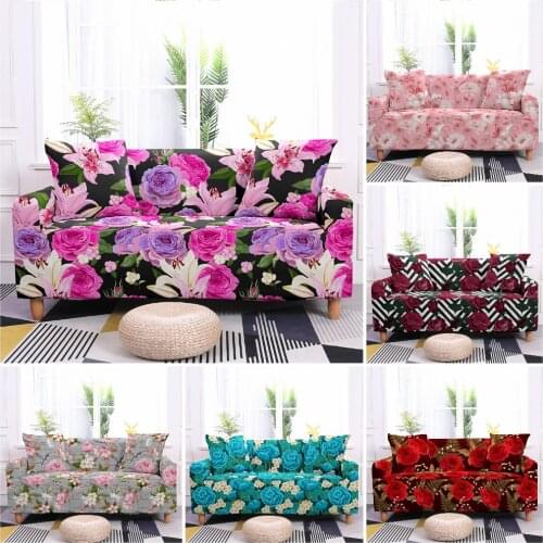 1/2/3/4 Seaters Washable Elastic Sofa Cover Beautiful Flower Printed Sofa Slipcover for Living Room Pet Sofa Chaise Cover Lounge