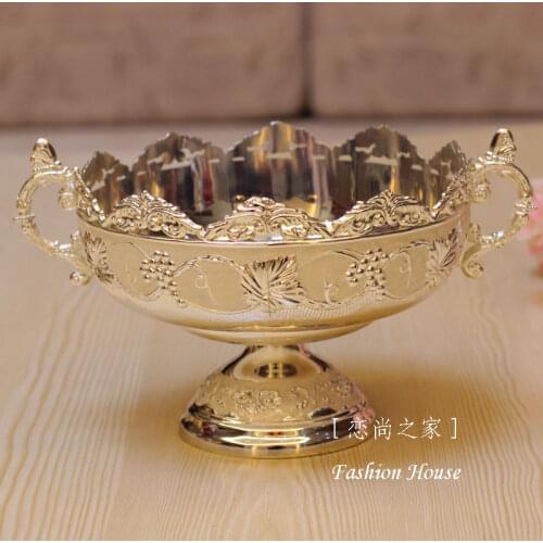 New arrival silver blue compotier quality fashion alloy fruit bowl dried fruit bowl ktv desktop dish plate