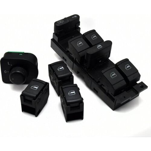 New 5 Pcs window switch mirror switch for VW JETTA GOLF MK4 POLO BORA Passat B5 BEETLE 3B0959855 1J4 959 857D 1GD 959 855C