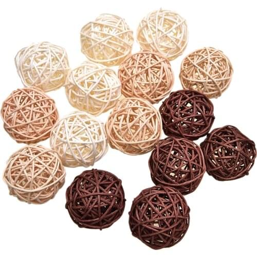 15 Pack 5cm Wicker Rattan Balls Table Ornament Wedding Party Decoration