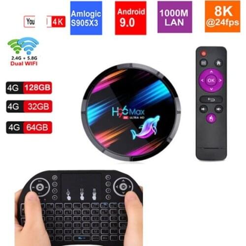 10PCS 8K Smart TV Box H96 Max X3 Android 9.0 Amlogic S905X3 4GB 64GB 2.4G/5G Dual WiFi BT4.0 4K Media Player VS X96 MAX HK1