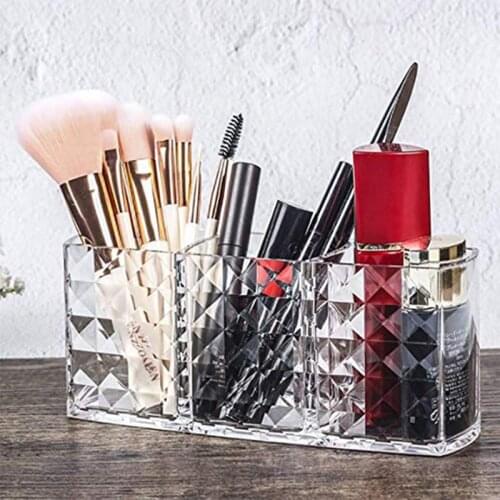 Transparent Makeup Brush Storage Box Cosmetic Organizer Bathroom Storage Acrylic Box Lipstick Eyebrow Pencil Display Stand