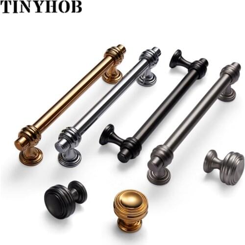Zinc Alloy Cabinet Wardrobe Knobs and Handles Drawer Pulls Goledn/Black/Chrome Knobs Luxury Furniture Handles/4 Colors