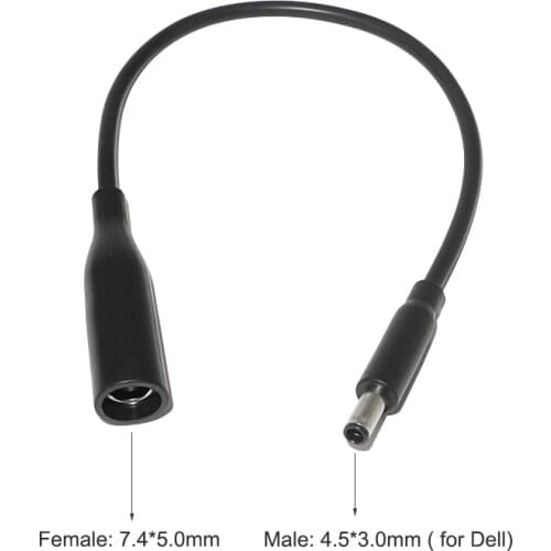 DC Power Cord / Cable Charger Laptop Adapter 7.4*5.0mm Female to 4.5*3.0mm Central Pin Male Plug Connector for Dell Laptop