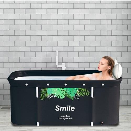 Folding Bathtub Adult Household Bath Barrel Double Foldable Bath Tub Portable Peach Skin SPA Bath Tub With Lid Home Sauna