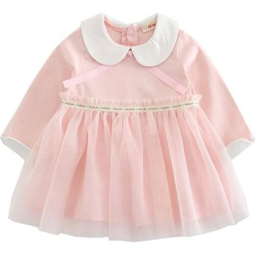 Spring Baby Party Dress For Girls Peter Pan Collar Wedding Kids Tutu Dresses Children Princess Party Dresses Ball Gown 0-4Y