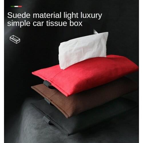 Suede Material Light Luxury Car Tissue Box Towel Sets Auto Interior Storage Decoration Car Armrest Box Tissue Box Holder