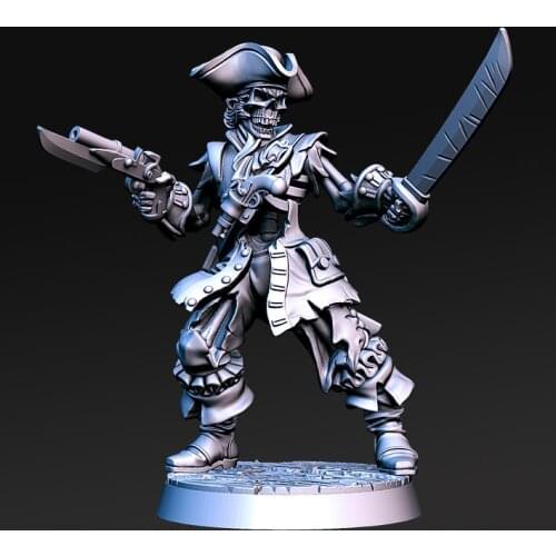 1/24 75mm 1/32 56mm Resin Model Skeleton Pirate Figure Unpainted No Color RW-166