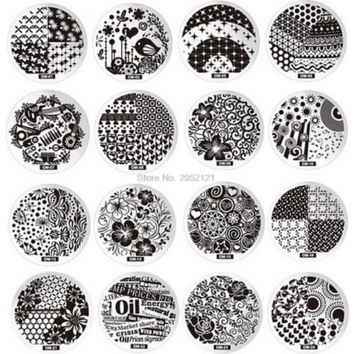 By dhl or ems 1000pcs Nail Art Plate Stamp Stamping Set Round Stainless Steel DIY Nail Polish Print Manicure Nail Template new