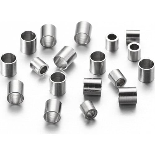 150Pcs/lot 1.5 2.0 2.5mm Stainless Steel Tube Spacer Beads End Beads Stopper Cord Wire Crimping for DIY Jewelry Making Supplies