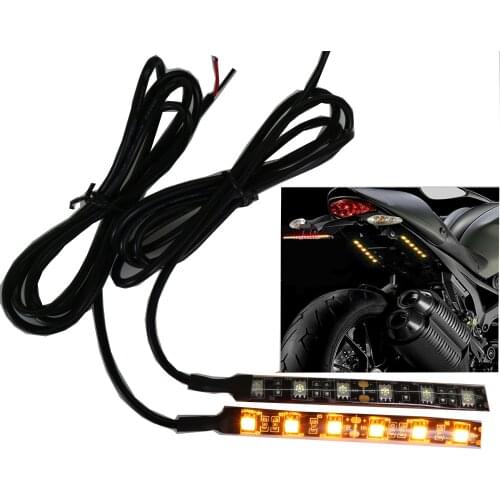 2PCS 6LED Amber Motorcycle Turn Signal Indicator Strip Light, Blinker Lamp Backup License Plate Universal for Motorcycle ATV UTV