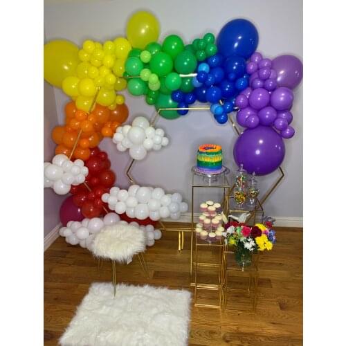 3-6pcs Iron Shiny Arch Pillar Backdrops Flower Stand Party Table Centerpieces Cake Holder With Acrylic Floral Display Plinth