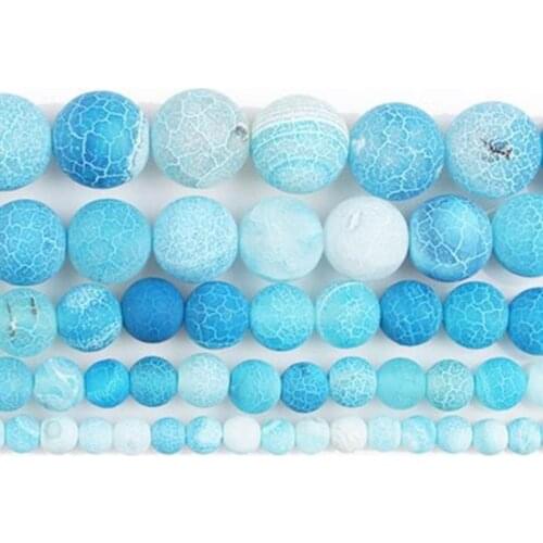 6-14mm Round Blue Crackle Dream Fire Dragon Veins Carnelian Agates Stone Beads For Jewelry Making Beads Bracelets 15'' DIY Beads