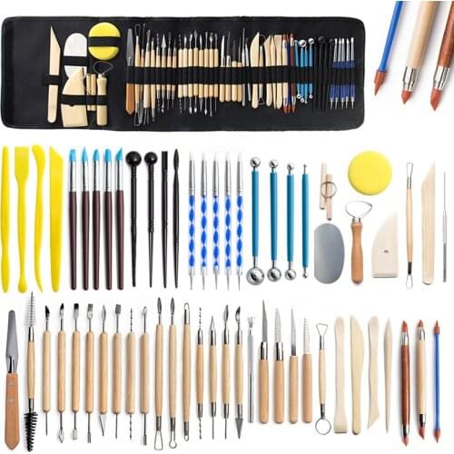 61pcs Clay Tools Sculpting Kit Sculpt Smoothing Wax Carving Pottery Ceramic Polymer Shapers Modeling Carved Ceramic DIY Tool