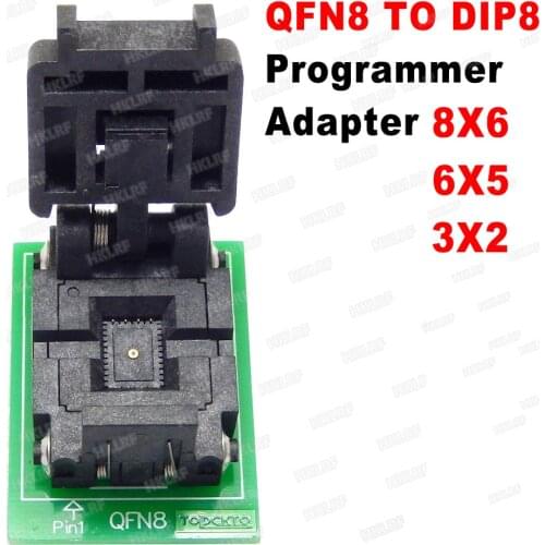 QFN8 to DIP8 Programmer Adapter WSON8 DFN8 MLF8 to DIP8 socket for 25xxx 6x5 3x2 8x6mm Pitch=1.27mm