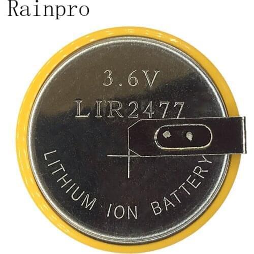 Rainpro 1PCS/LOT LIR2477 2477 3.6V with pins Rechargeable buckle battery
