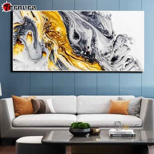 Diamond embroidery Golden black abstract flowing water diamond painting cross stitch 5d full square round drill decoration salon