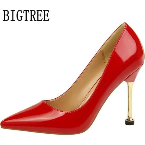 BIGTREE Women Pumps High Heels Red Glitter Wedding Shoes Woman Shallow High Heels Sexy Ladies Shoes Women High Heel Pumps 171-2