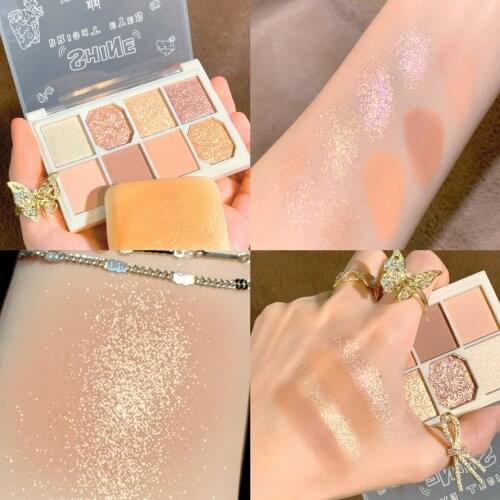 Shiny Eye Shadow Palette Shimmer Matte Glitter Eye Shadow Pallete 8 Color Metallic Diamond Pigmented Maquillage Makeup Palette