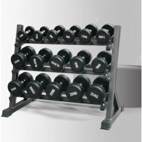 Large steel dumbbell rack for mens hexagon electroplated fixed dumbbells fitness equipment dumbbell cart