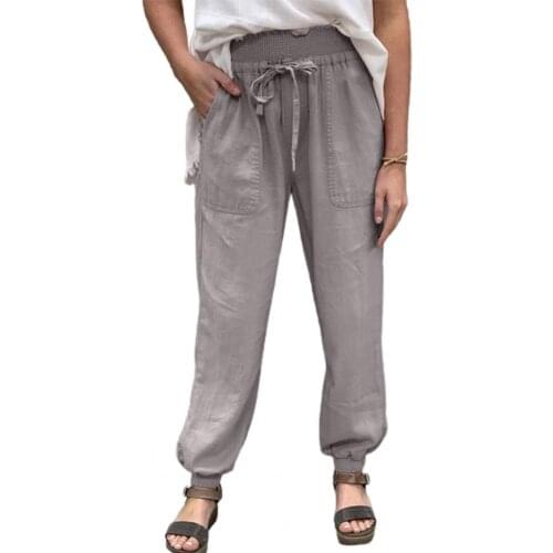 Summer Women Pants Pockets All-match Summer Drsawing Pants Fitness Long Pants Beach Party Streetwear 3XL брюки женские