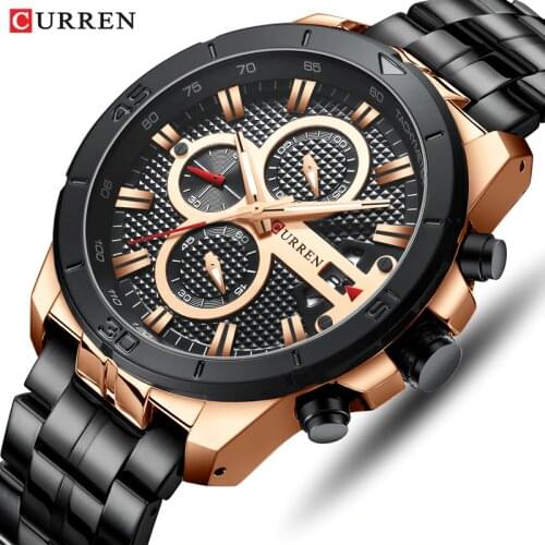 CURREN Brand Luxury Watch Men Fashion Sports Watches Stainless Steel Quartz Wristwatch Chronograph Mens Waterproof Clock