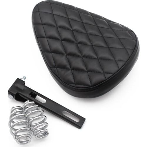 Motorcycle Retro Black Leather Old School Solo Seat+3" Spring Swivel Bracket for Harley Custom Chopper Bobber Saddle Seat