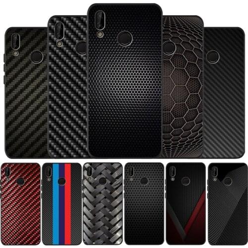 Car carbon fibre black soft Phone Case for huawei P40 P30 P20 P10 Pro lite P9 Lite nova 4E 6SE Psmart 2019 Y6 9 Prime