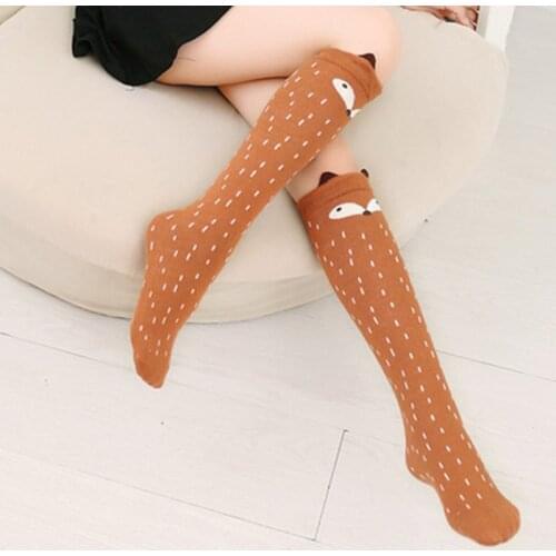 5 Pair Unisex Lovely Cute Cartoon Fox Kids Socks Knee Girl Boy Baby Toddler Animal infant Soft Cotton 3-12 Y